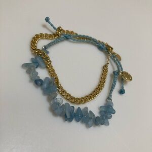 Blue Crystal and Gold Chain Pura Vida Bracelet
